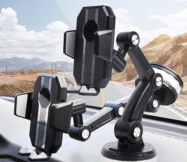 Bilstativ for telefon med 360° rotasjon, sikrer optimal visning av smarttelefon under kjøring.