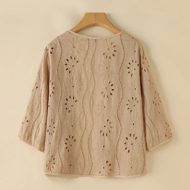 Komfortabel og elegant brodert vest for kvinner, utskåret design, ermeløs topp.