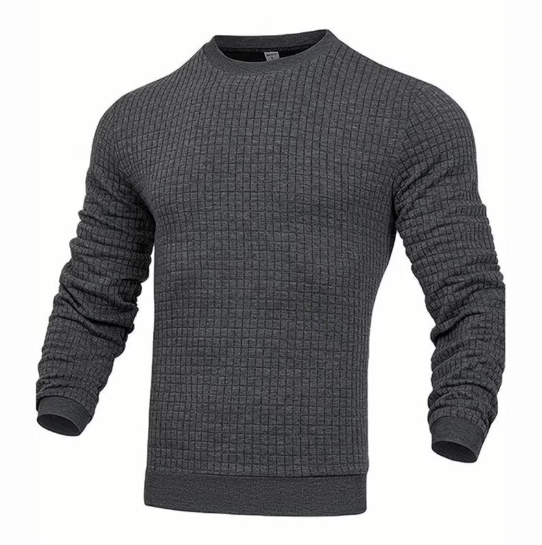 Vaffelgenser for menn med rund hals, perfekt for hverdag og komfortabel stil. En stilig herregenser.