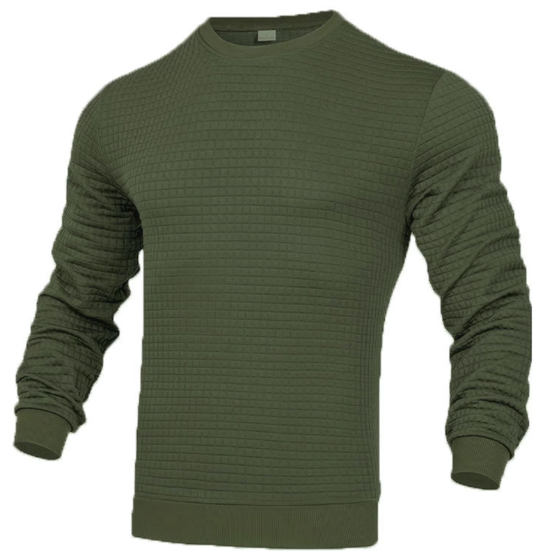 Blå vaffelgenser for menn, myk og varm strikkegenser, perfekt høstklær og vintermote. Casual stil.