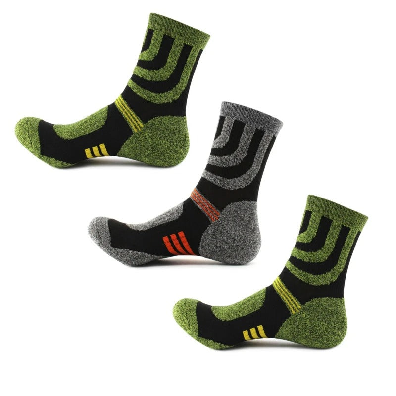 Termiske herresokker i 3-pakning, designet for optimal varme og fukttransport under vintersport.
