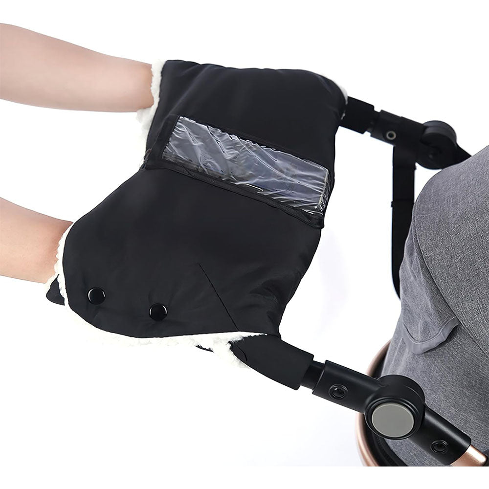 Vind- og vanntette barnevognhansker med varm fleece, holder hendene tørre og varme på vinterturer med vognen.