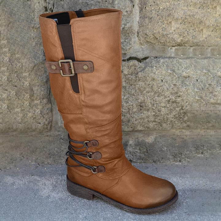 Hverdagssko med stil: Vintage damestøvler med glidelås, komfortable for lange dager, elegant look.