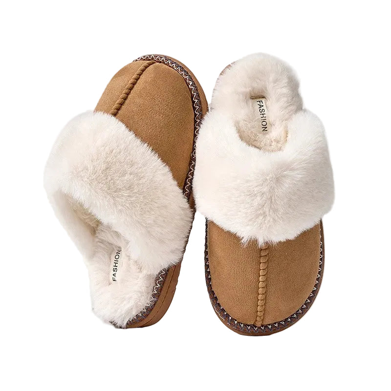 Warme Damen Fleece-Mix Winter Hausschuhe, Slip-On, weiches Futter fĂĽr gemĂĽtliche Abende zuhause
