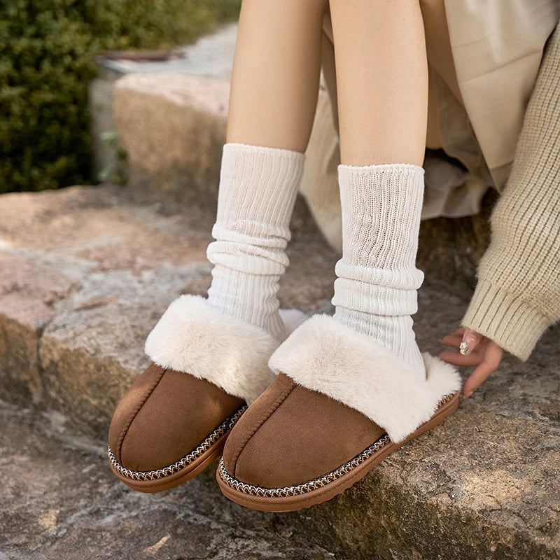 Kuschelige Damenschuhe: Winter Fleece-Mix Hausschuhe mit weichem Futter, perfekt fĂĽr kalte Tage
