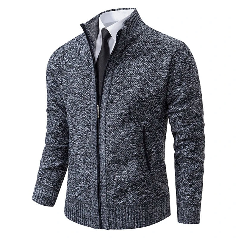 Høykvalitets jakke for menn i fleece med solid glidelås, for langvarig varme