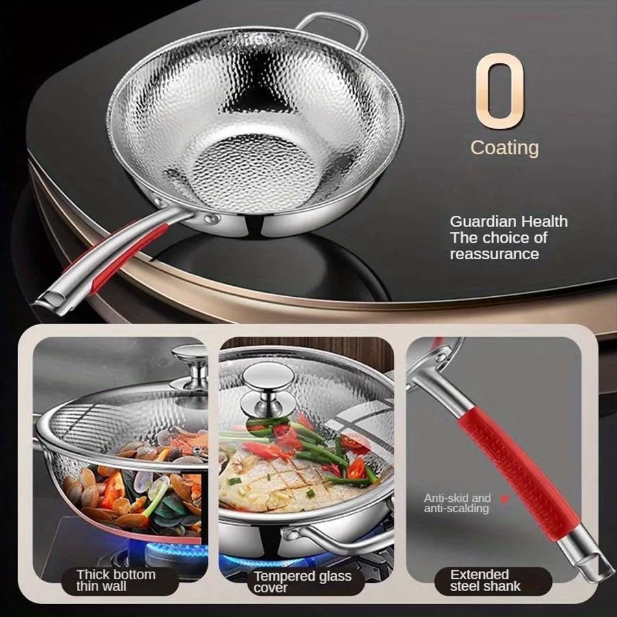 Wokpanne i titan med non-stick belegg, rundbunn for induksjon. Gjør matlagingen enkel og sunn.