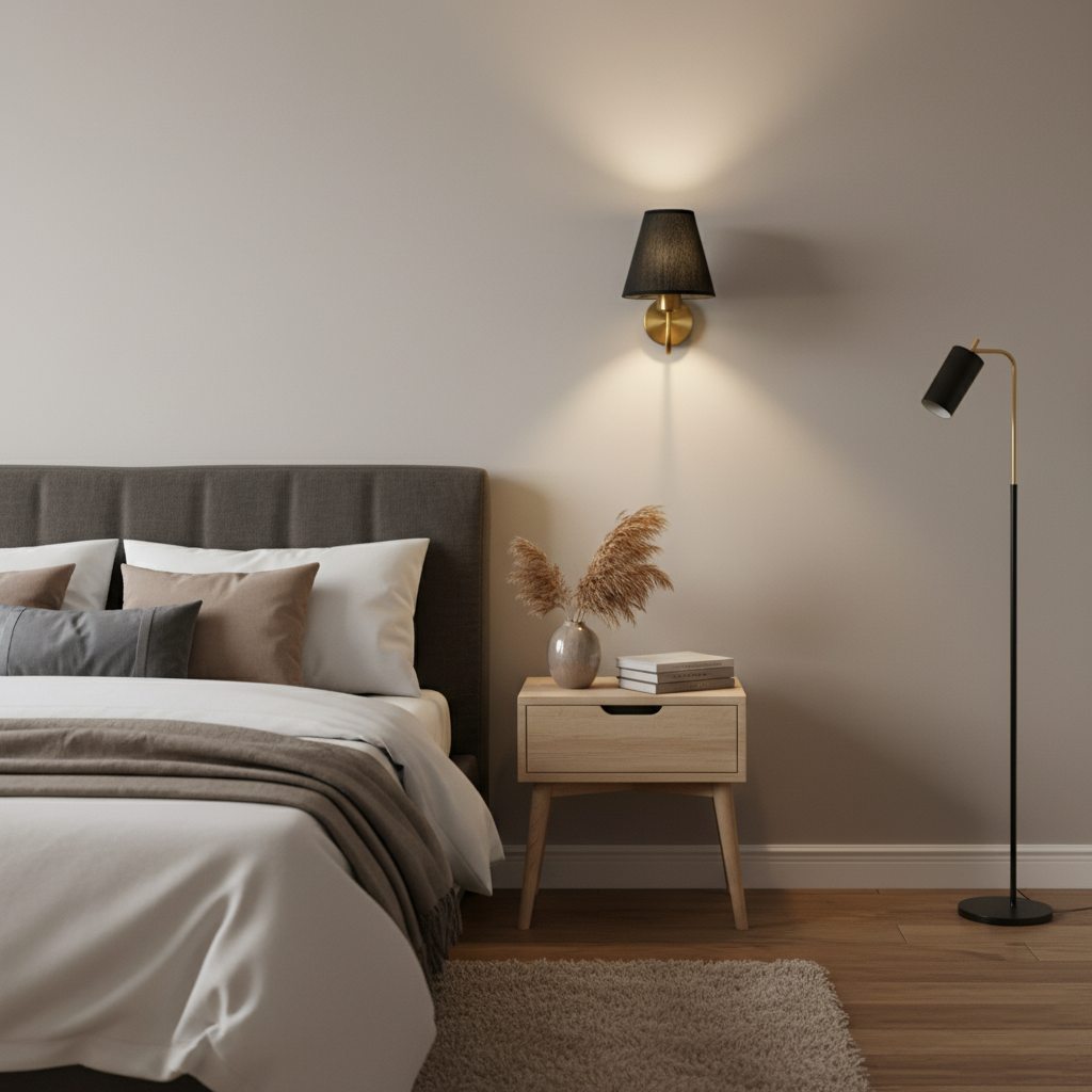 Moderne LED Vegglampe med Stoffskjerm