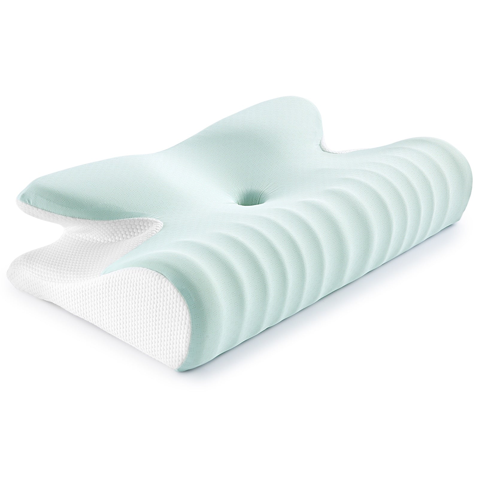 2-i-1 ergonomisk nakkepute i memoryfoam. Optimal smertelindring og hodestøtte for bedre søvnkomfort.
