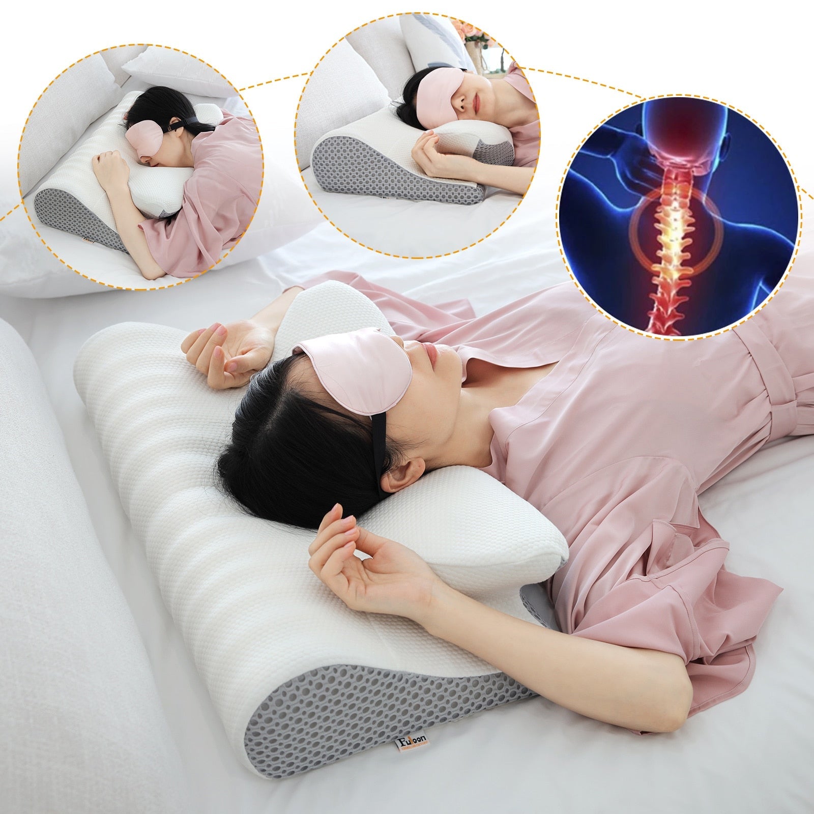 Innovativ 2-i-1 nakkepute. Ergonomisk memoryfoam for smertelindring, hvile og bedresøvn.