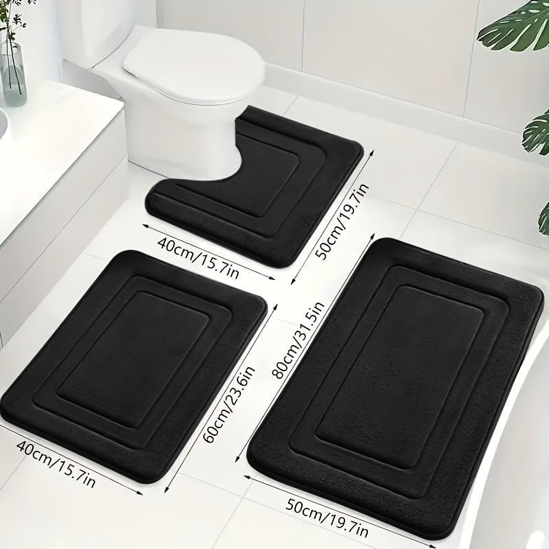 Komplett 3-delt baderomsmattesett i memory foam. Komfortabel, sklisikker og absorberende for hjemmet.