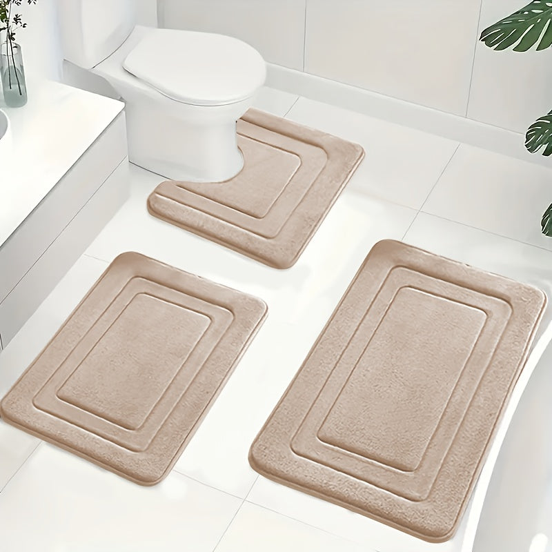Luksuriøs 3-delt baderomsmatte i svart memory foam. Ekstra absorberende for baderommet ditt.
