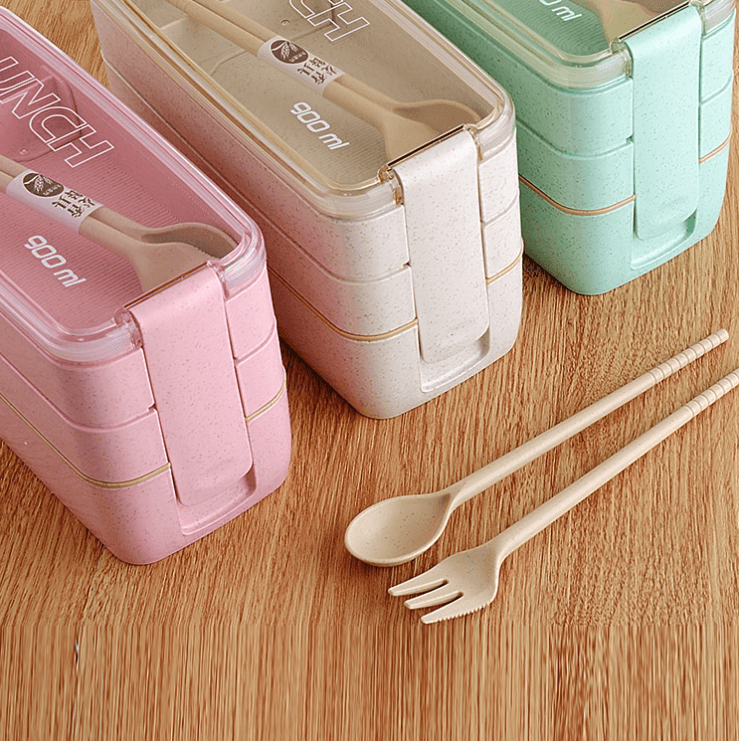 Minimalistisk 3-lags Bento-boks, miljøvennlig og enkel å rengjøre