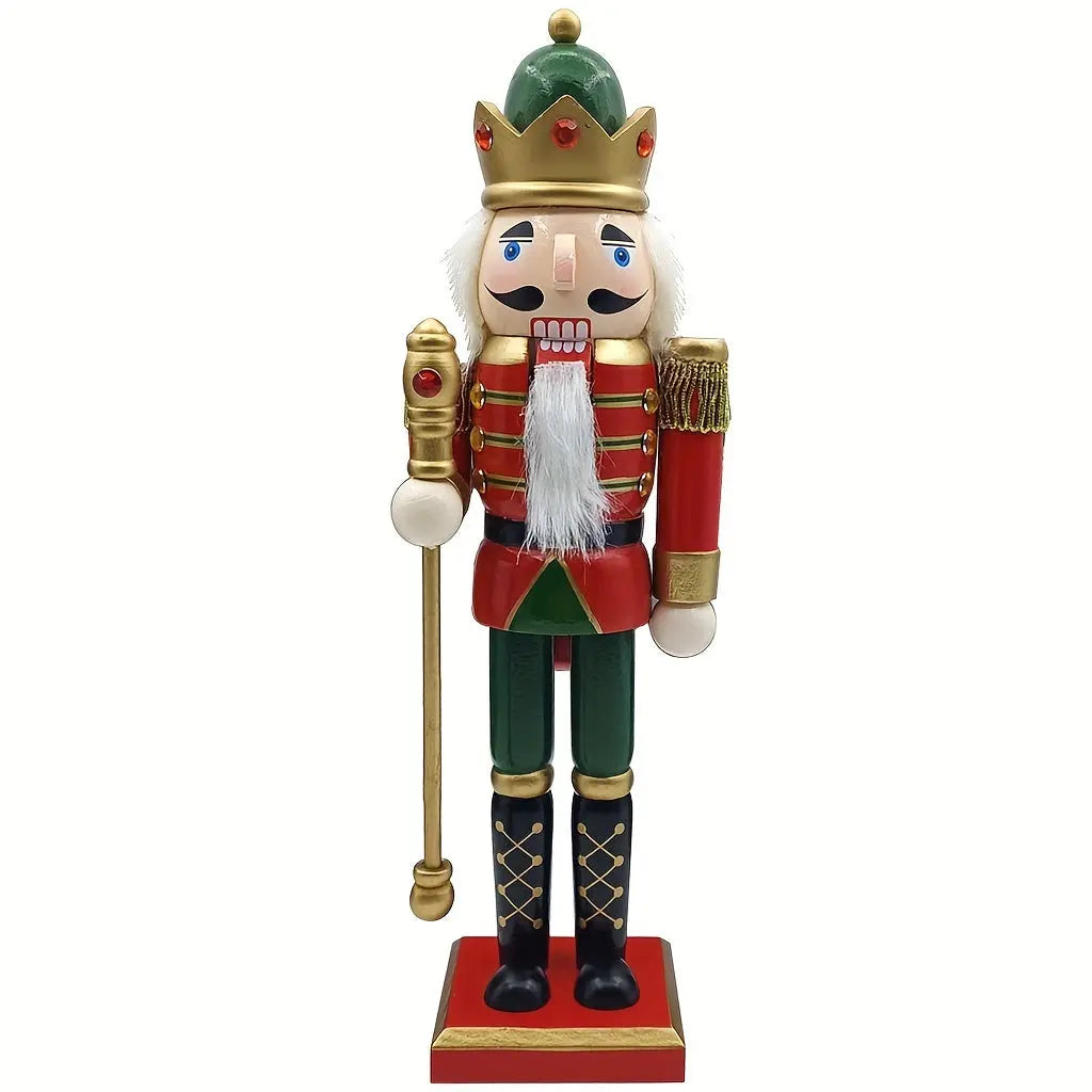 30 cm tradisjonell nøtteknekker julefigur i tre, perfekt festlig juledekorasjon.