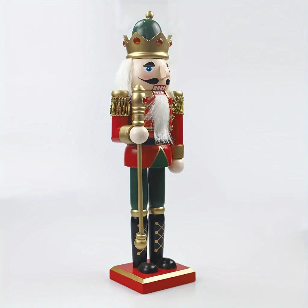 Majestetisk nøtteknekker julefigur (30 cm) som kongen, elegant tradisjonell trepynt til jul.
