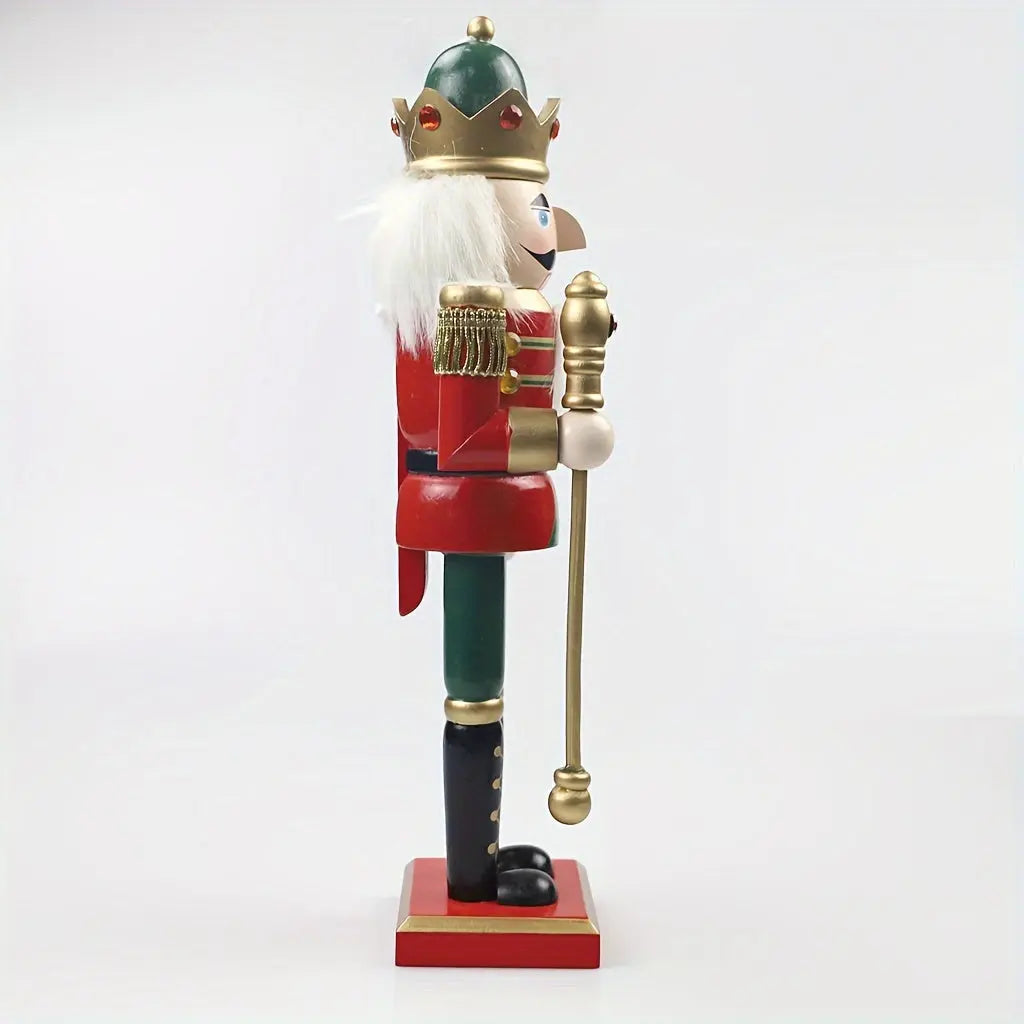 Festlig 30 cm nøtteknekker julefigur, tradisjonell trepynt som lyser opp høytiden.