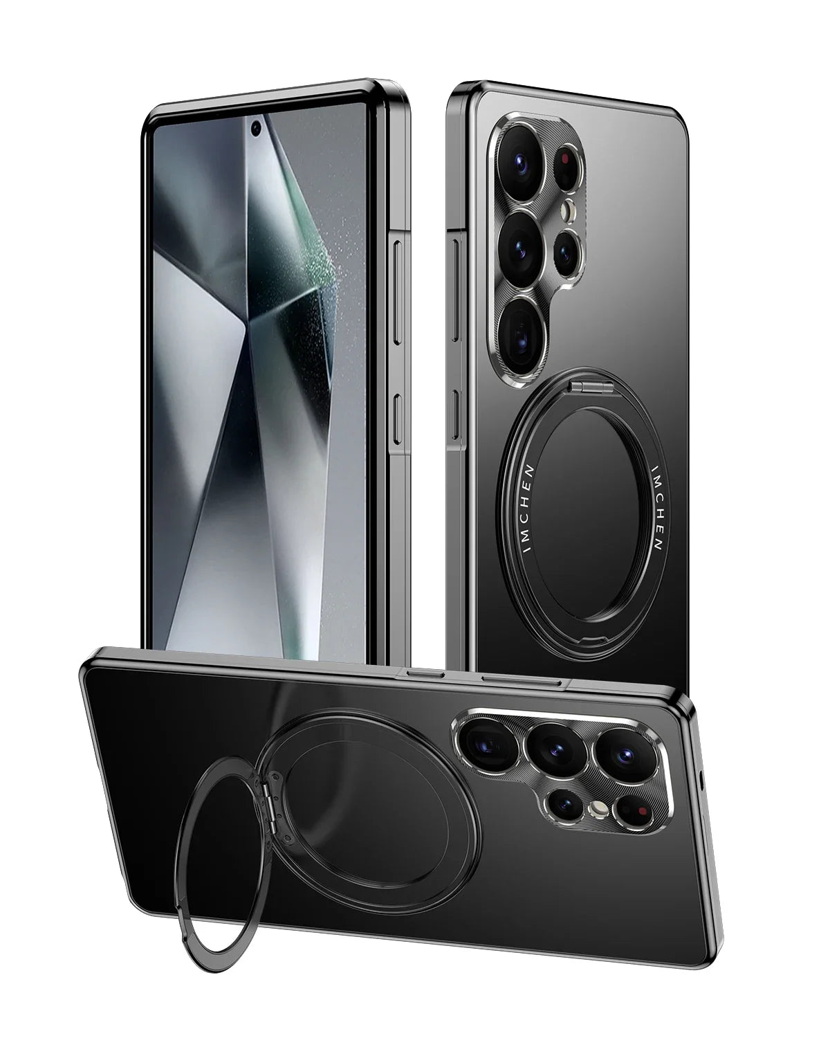 360° roterende mobilholder for smarttelefon, sikrer optimal visning og enkel justering på bord eller i bil.