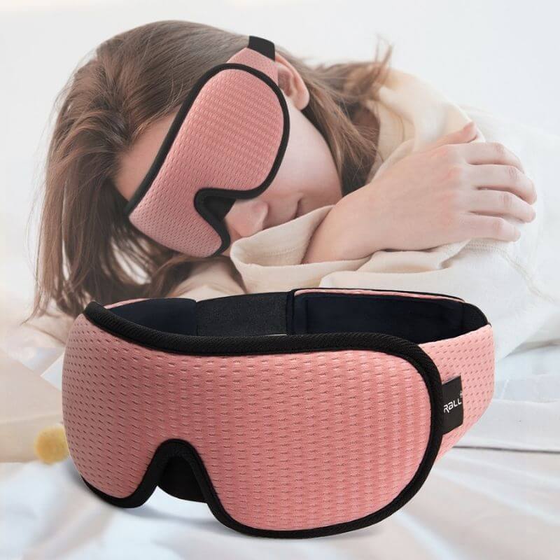 "3D atmungsaktive Schlafmaske in Schwarz bietet Dunkelheit und Komfort, perfekt für Reisen und erholsamen Schlaf."