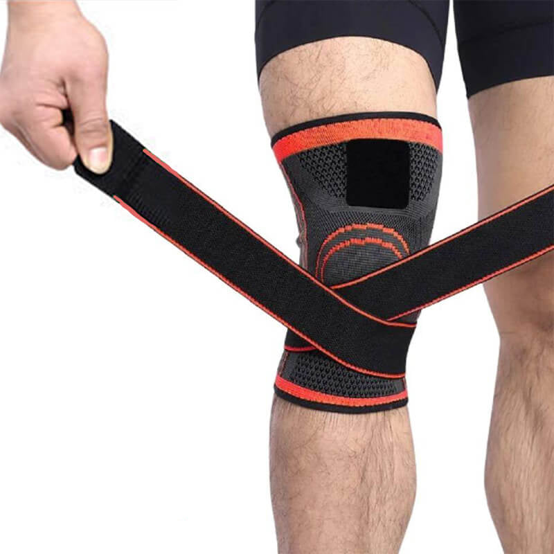 "3D-Knie-Kompressionsbandage in Schwarz, Rot, Grün; bietet Stabilität, Komfort bei Sport & Erholung, atmungsaktiv"