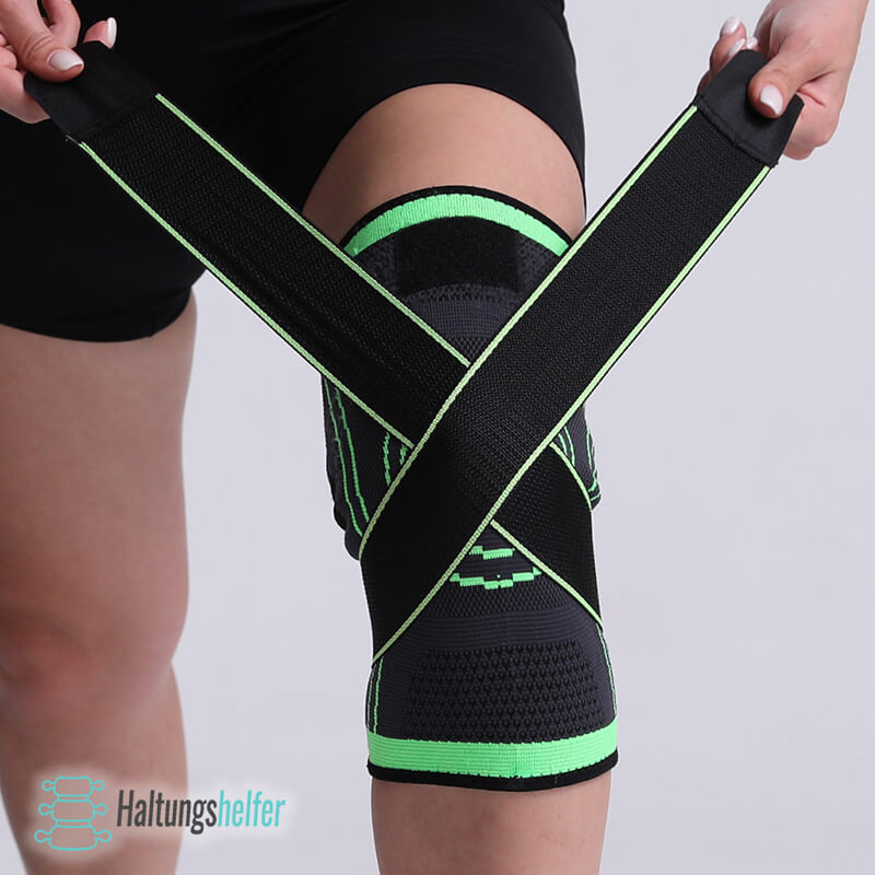"3D-Knie-Kompressionsbandage in Schwarz, Rot, Grün; bietet Stabilität, Komfort bei Sport & Erholung, atmungsaktiv"