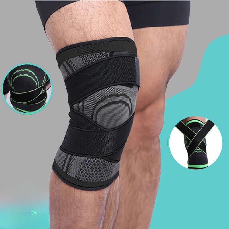 "3D-Knie-Kompressionsbandage in Schwarz, Rot, Grün; bietet Stabilität, Komfort bei Sport & Erholung, atmungsaktiv"