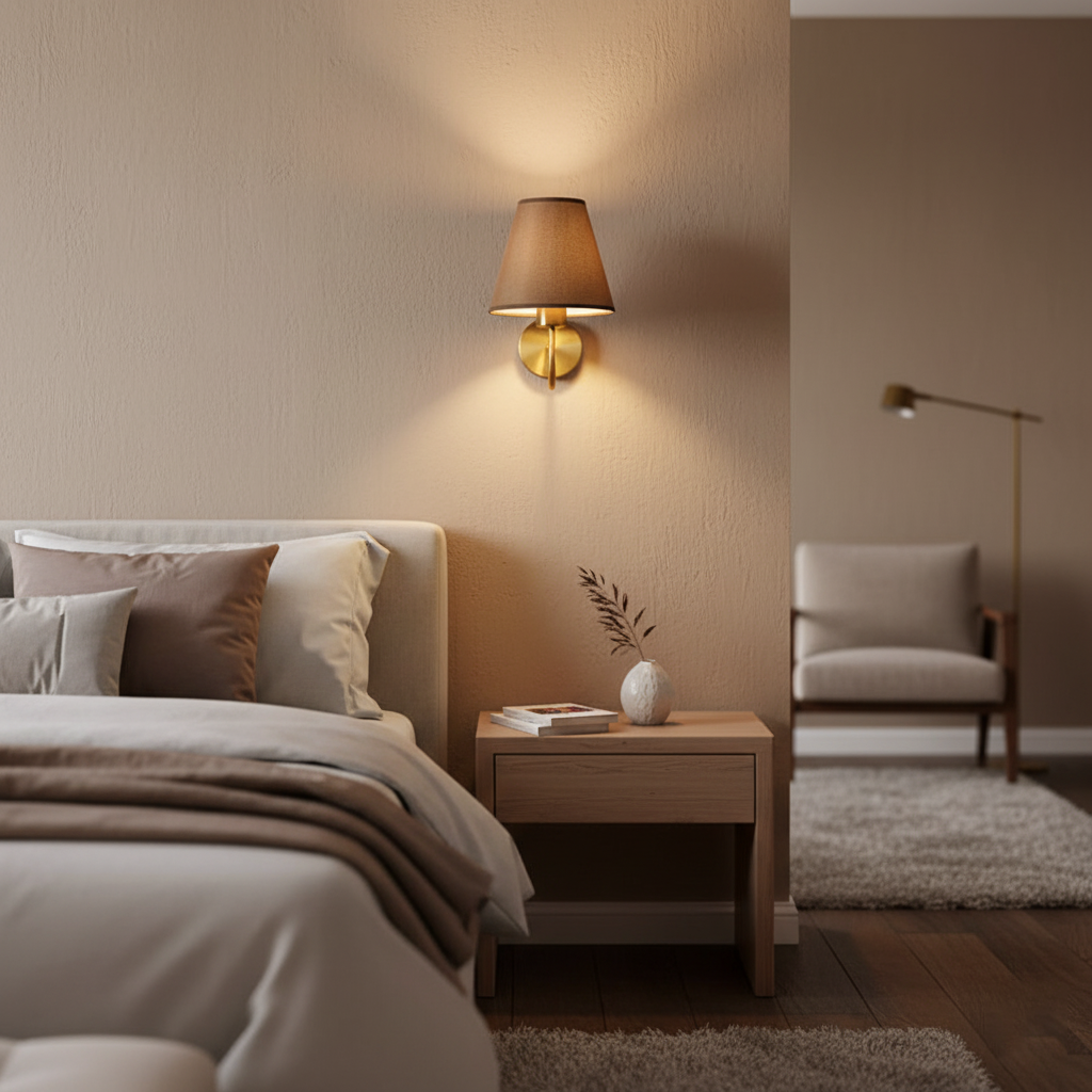 Moderne LED Vegglampe med Stoffskjerm