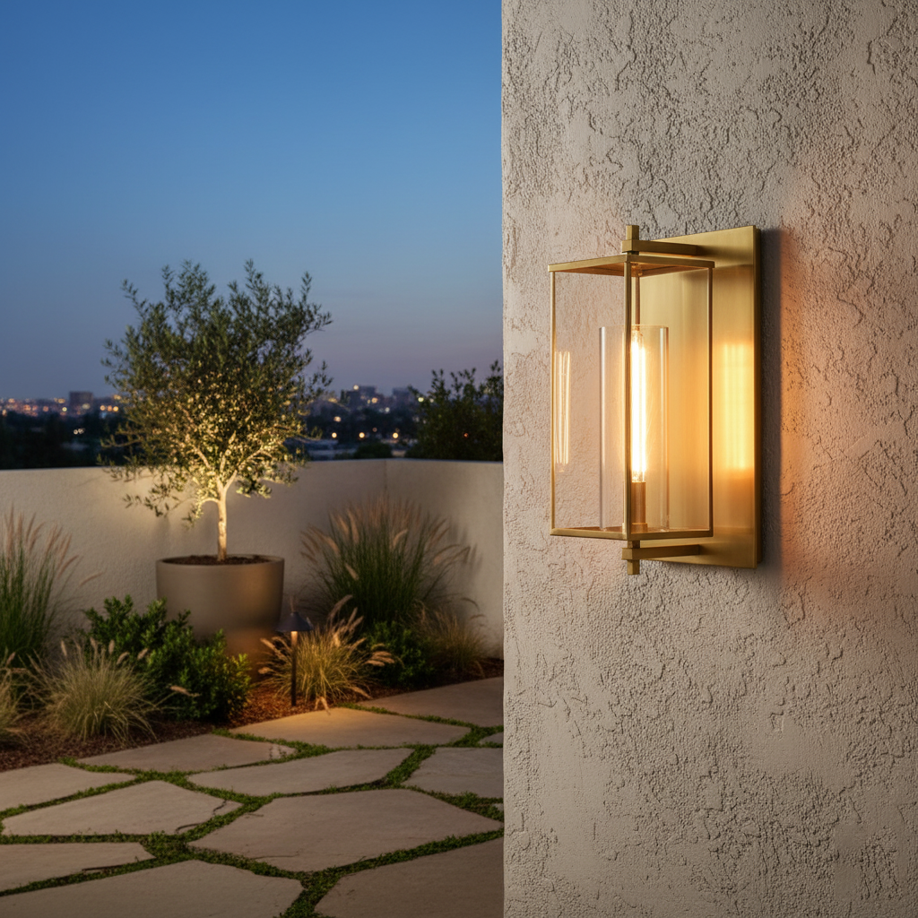 Vintage Vegglampe – Jern og Glass, for Utendørs