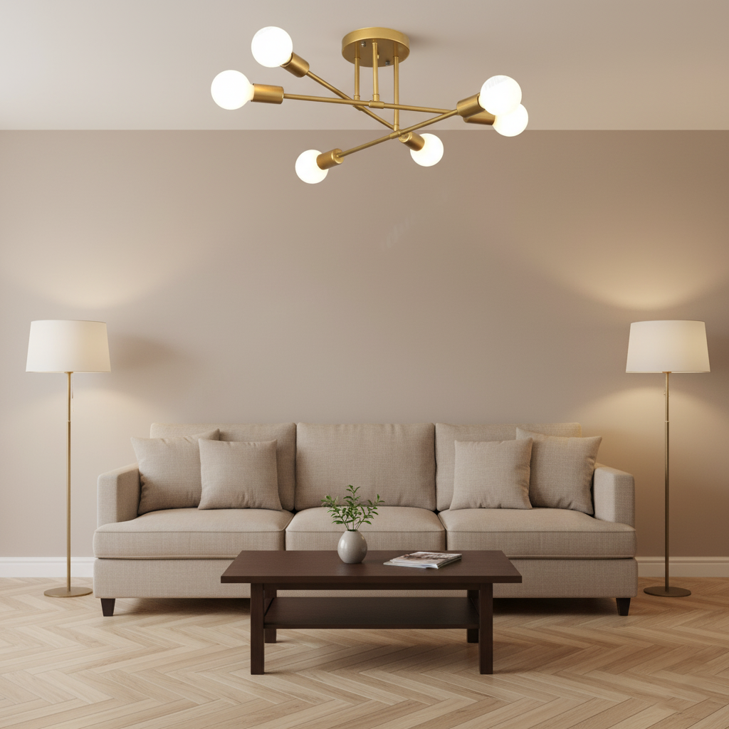 LED-taklampe som lyskilde i et moderne hjem