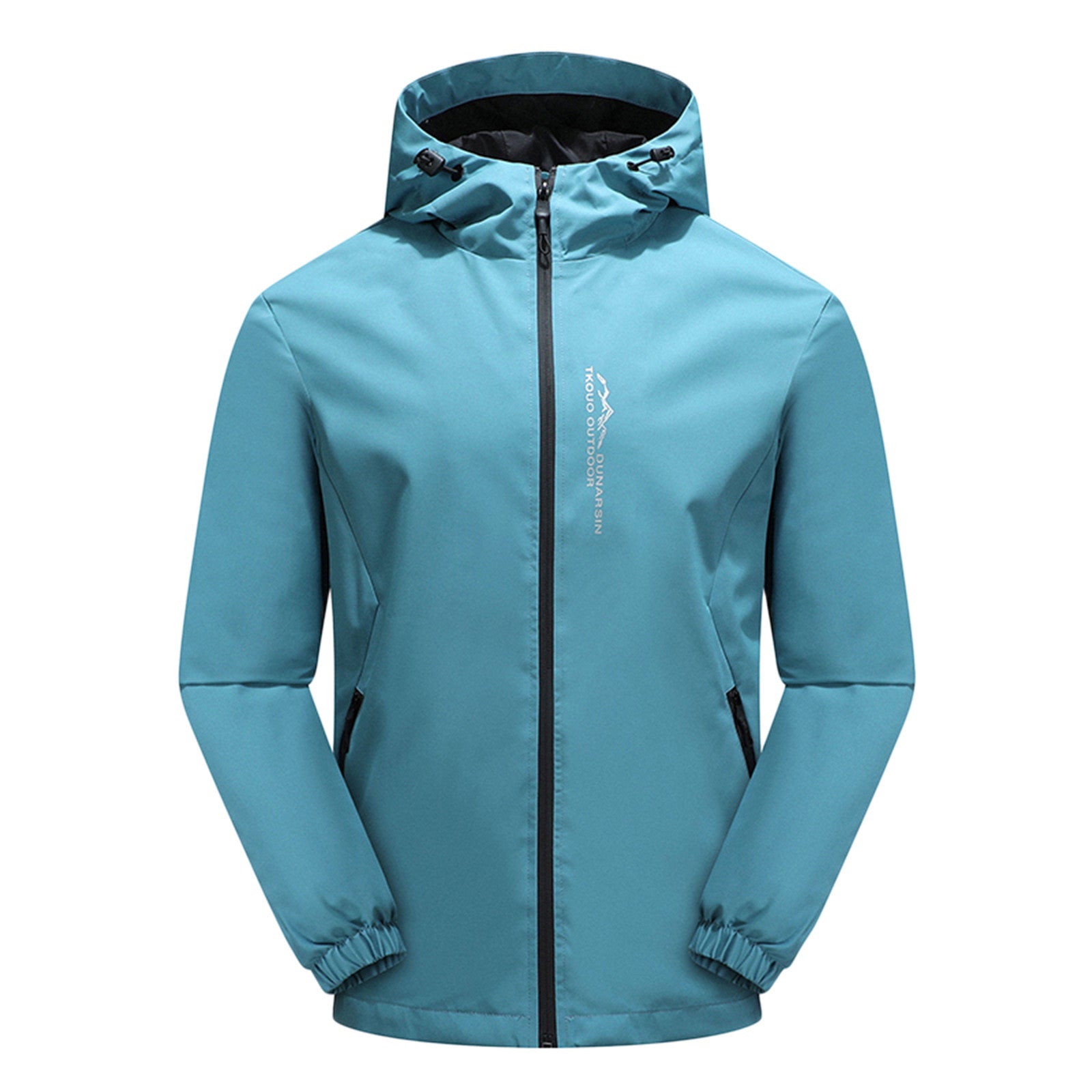 "Atmungsaktive Herren Softshell Jacke mit Kapuze, Wasserdicht, Farbe: Blau, für Outdoor, moderner Look, windabweisend."