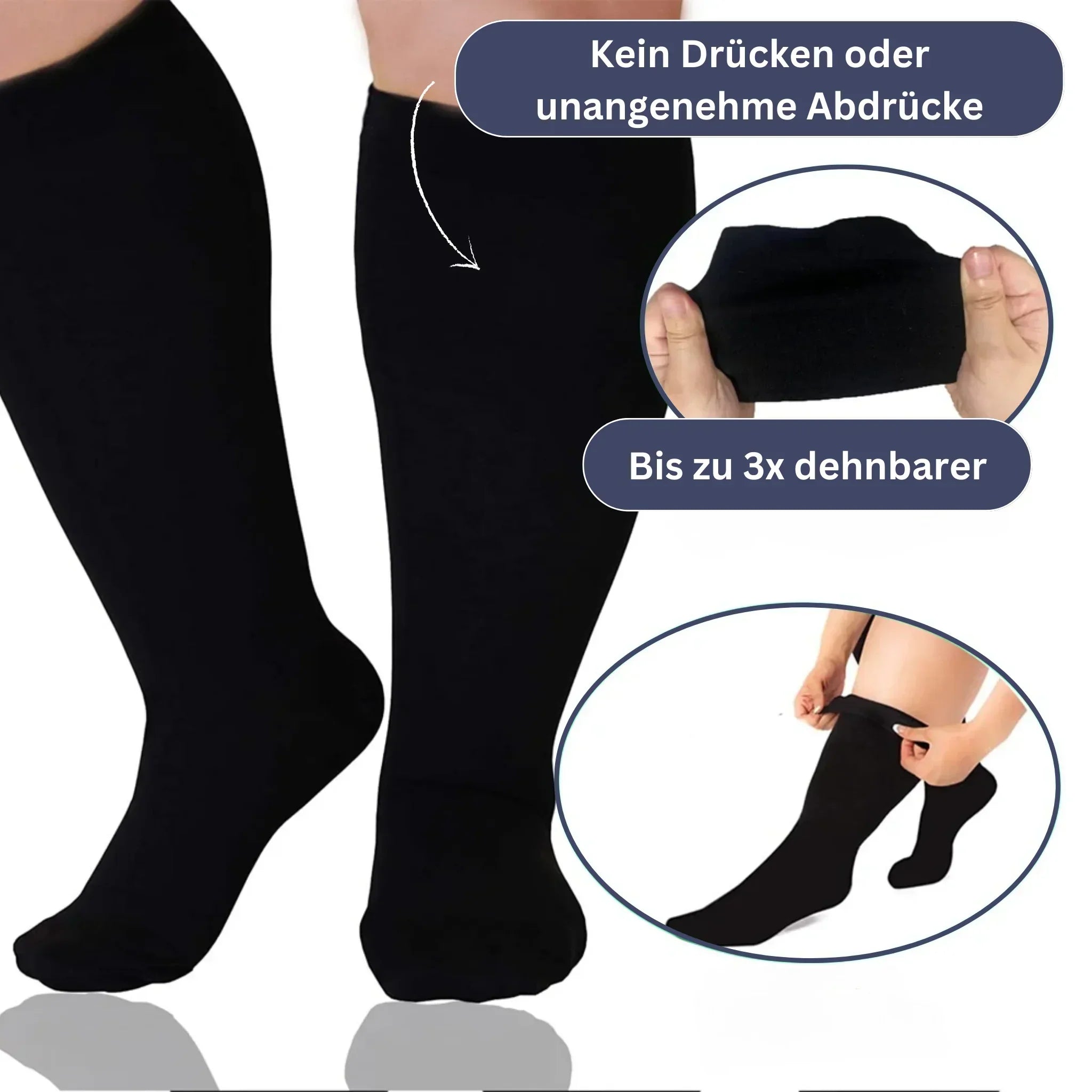 Beige Kompressionssocken, extra große Größen, für bessere Blutzirkulation und Komfort, elegante Passform für Alltag und Sport