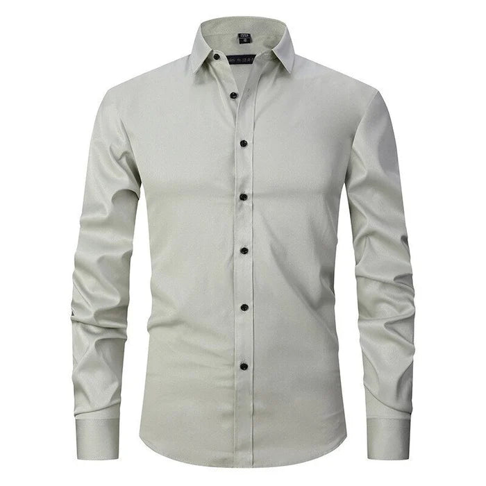 "Bügelfreies Stretch-Hemd Slim Fit in Blau, atmungsaktiv und knitterfrei für eleganten Komfort des modernen Mannes"