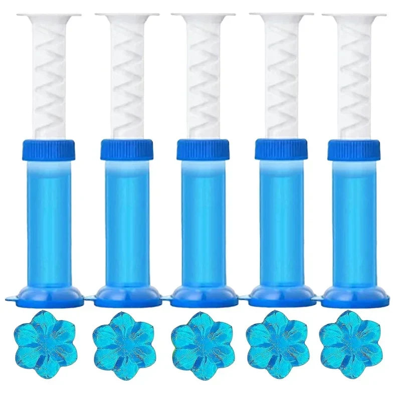 "BloomFresh WC-Gelblumen: Duft-Gel in Blumenform für saubere, wohlriechende Toiletten in Rot, Blau, Lila, Gelb, Grün, Orange.