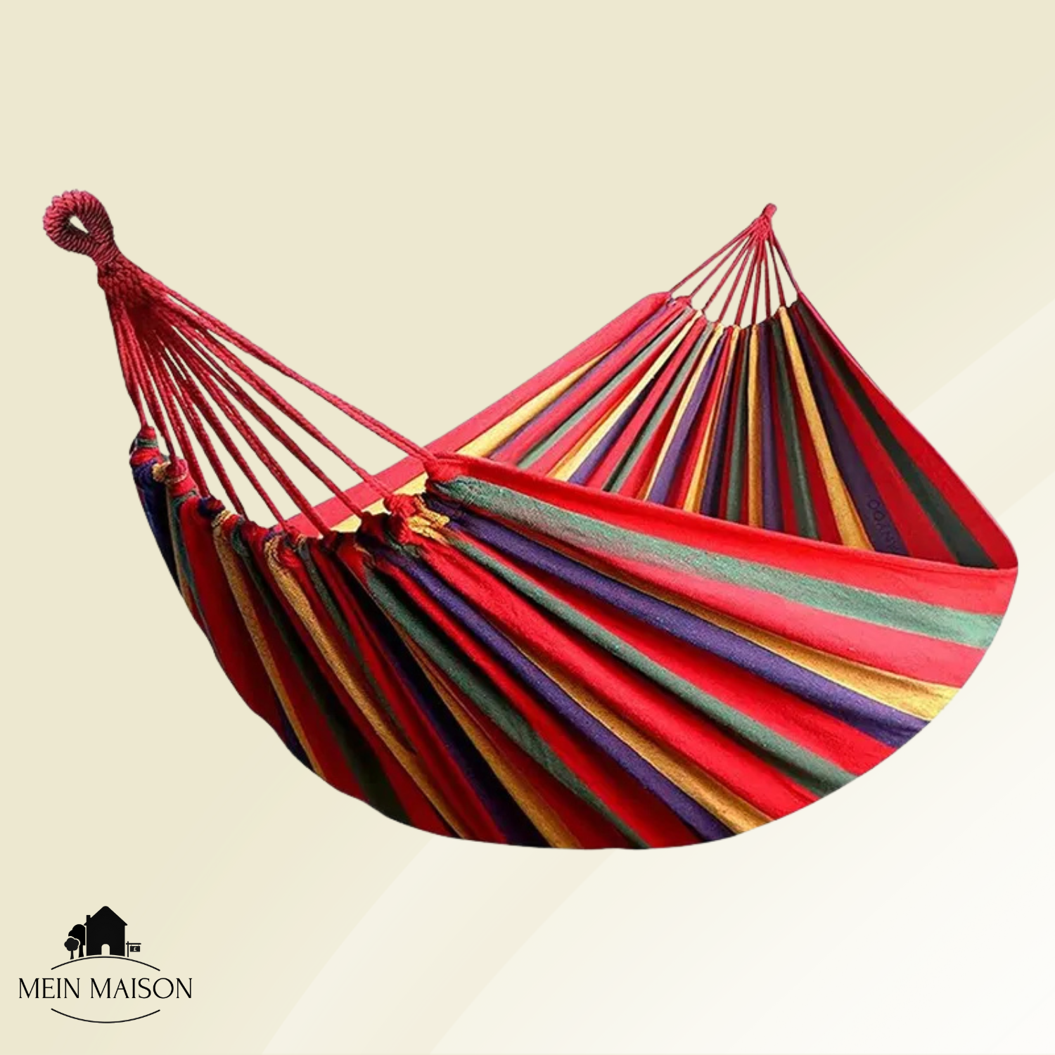 "Canvas Hängematte für Outdoor, robust, anti-rutsch, in Garten oder Camping, bietet Komfort und Stabilität bis 200 kg."