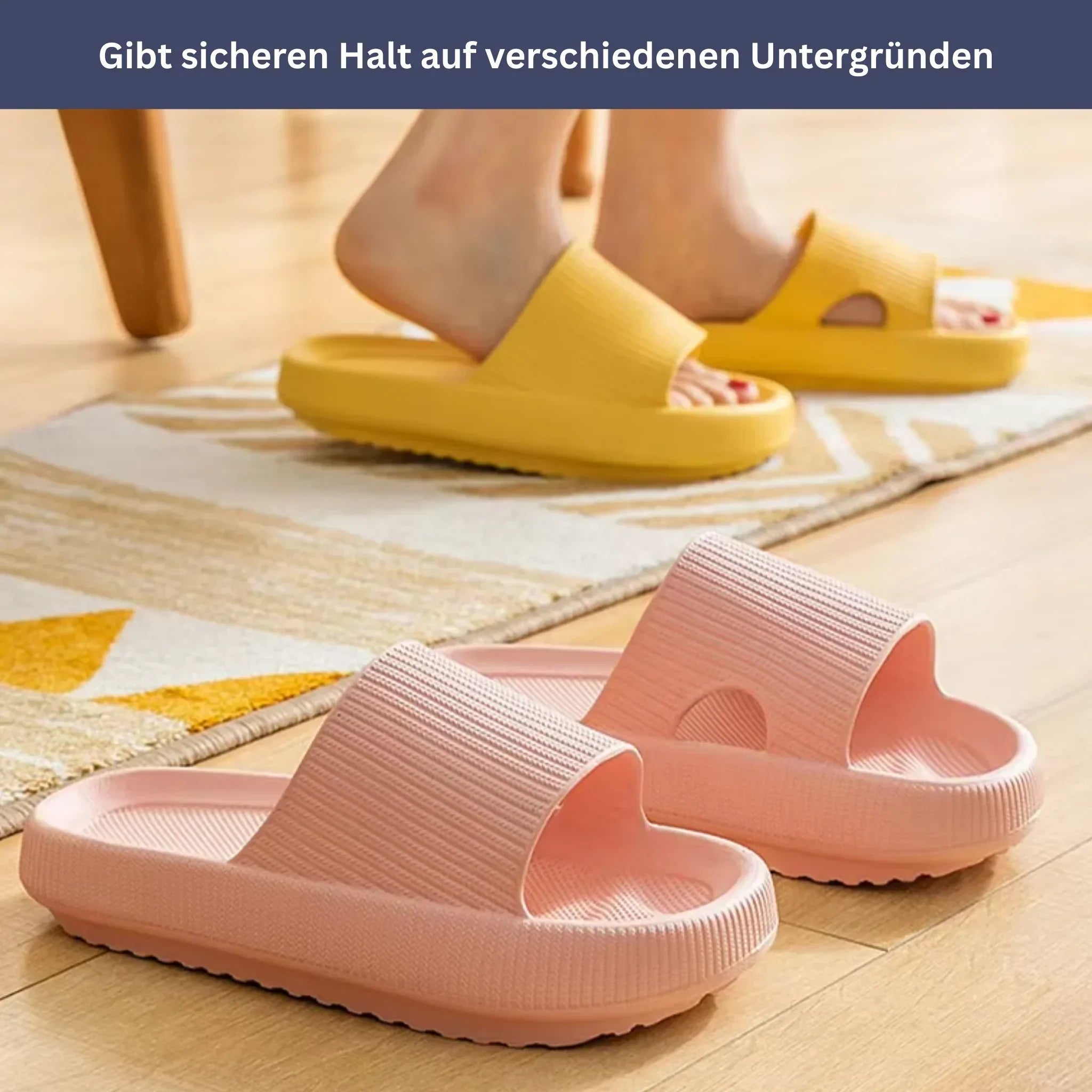 "Damen Cloud Cushion Pantoffeln, bequeme Hausschuhe mit weicher Polsterung, rutschfester Sohle, in Marineblau."