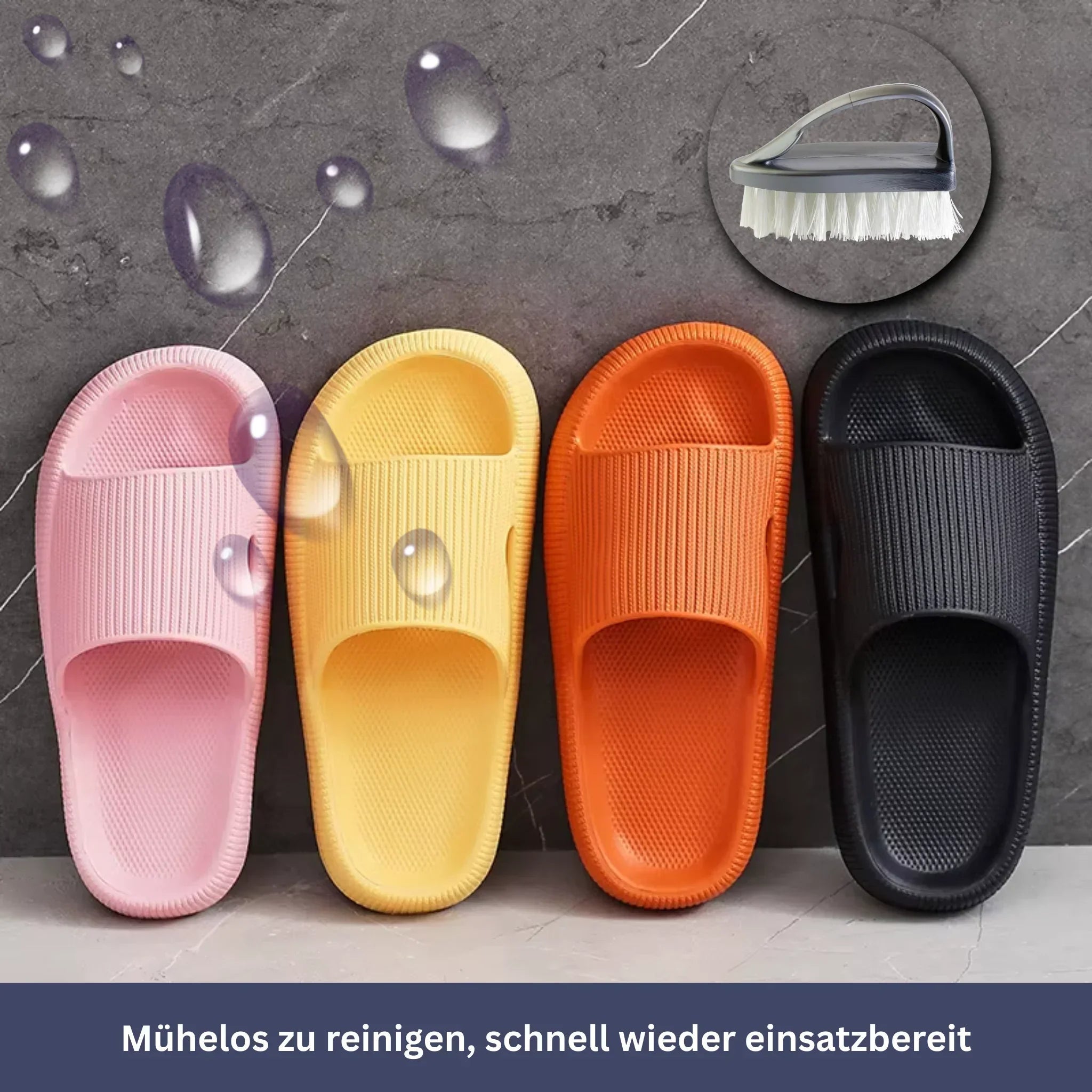 "Damen Cloud Cushion Pantoffeln, bequeme Hausschuhe mit weicher Polsterung, rutschfester Sohle, in Marineblau."