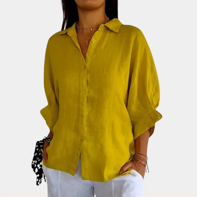 "Damen Sommerhemd Button Down, Langarm, leichter Stoff, lockere Passform, stilvoll für Strand und Stadtbummel"