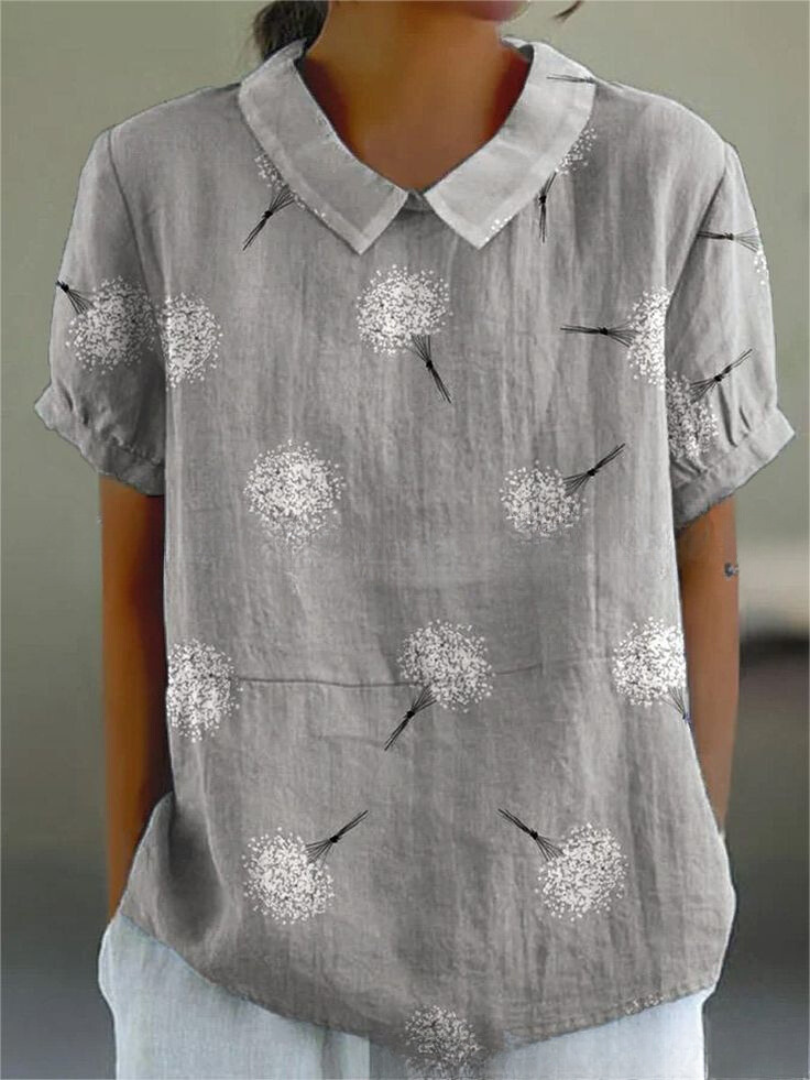 "Damen Vintage Blumenbluse mit zartem Blumenmuster, lässiger Schnitt, feminines Design, ideal für Alltag und besondere Anläss