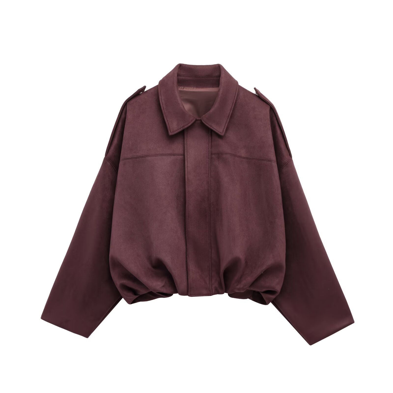 "Damen oversized Wildleder Utility Jacke mit Taschen, moderne Silhouette, vielseitig und elegant für jeden Anlass"