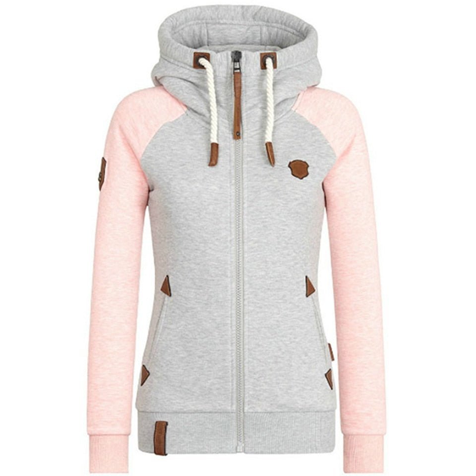 "Damen-Strick-Hoodie mit Kapuze, Reißverschluss und langen Ärmeln. Elegantes Strickmuster, ideal für Alltag und Freizeit."