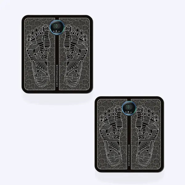 "EMS Fußmassager mit NMES-Technologie, ovales Design, schwarz, für Schmerzlinderung, Durchblutungsförderung, Wohlbefinden."