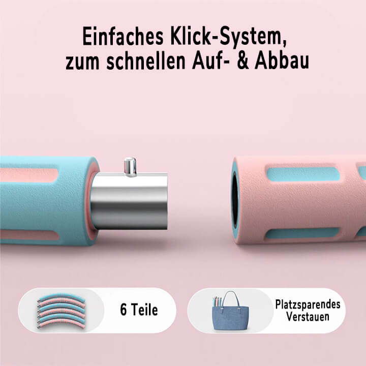 Effektiver Hula Hoop Pro mit Metallkern in Blau-weiß, Lila-weiß oder Pink-blau für Massage und Fitness.