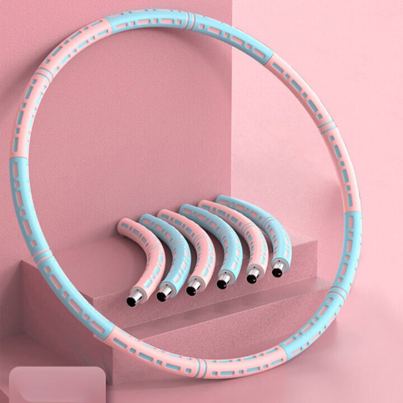 Effektiver Hula Hoop Pro mit Metallkern in Blau-weiß, Lila-weiß oder Pink-blau für Massage und Fitness.