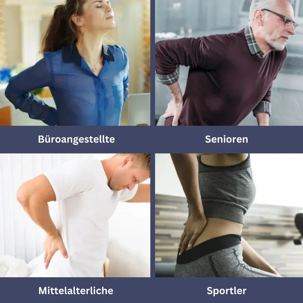 "Effektiver orthopädischer Lendengurt, ergonomisch mit anpassbaren Gurten, diskret unter Kleidung, atmungsaktiv."