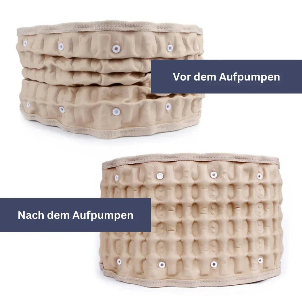 "Effektiver orthopädischer Lendengurt, ergonomisch mit anpassbaren Gurten, diskret unter Kleidung, atmungsaktiv."
