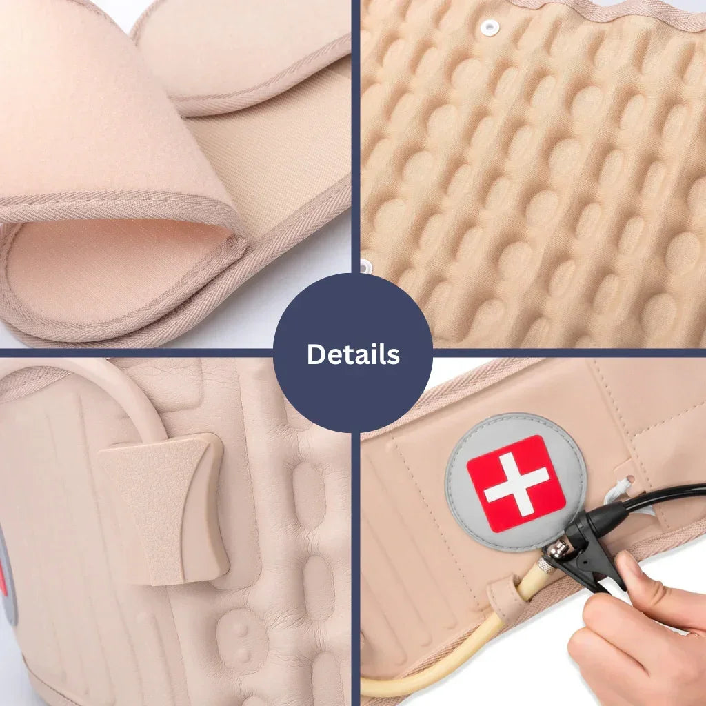 "Effektiver orthopädischer Lendengurt, ergonomisch mit anpassbaren Gurten, diskret unter Kleidung, atmungsaktiv."