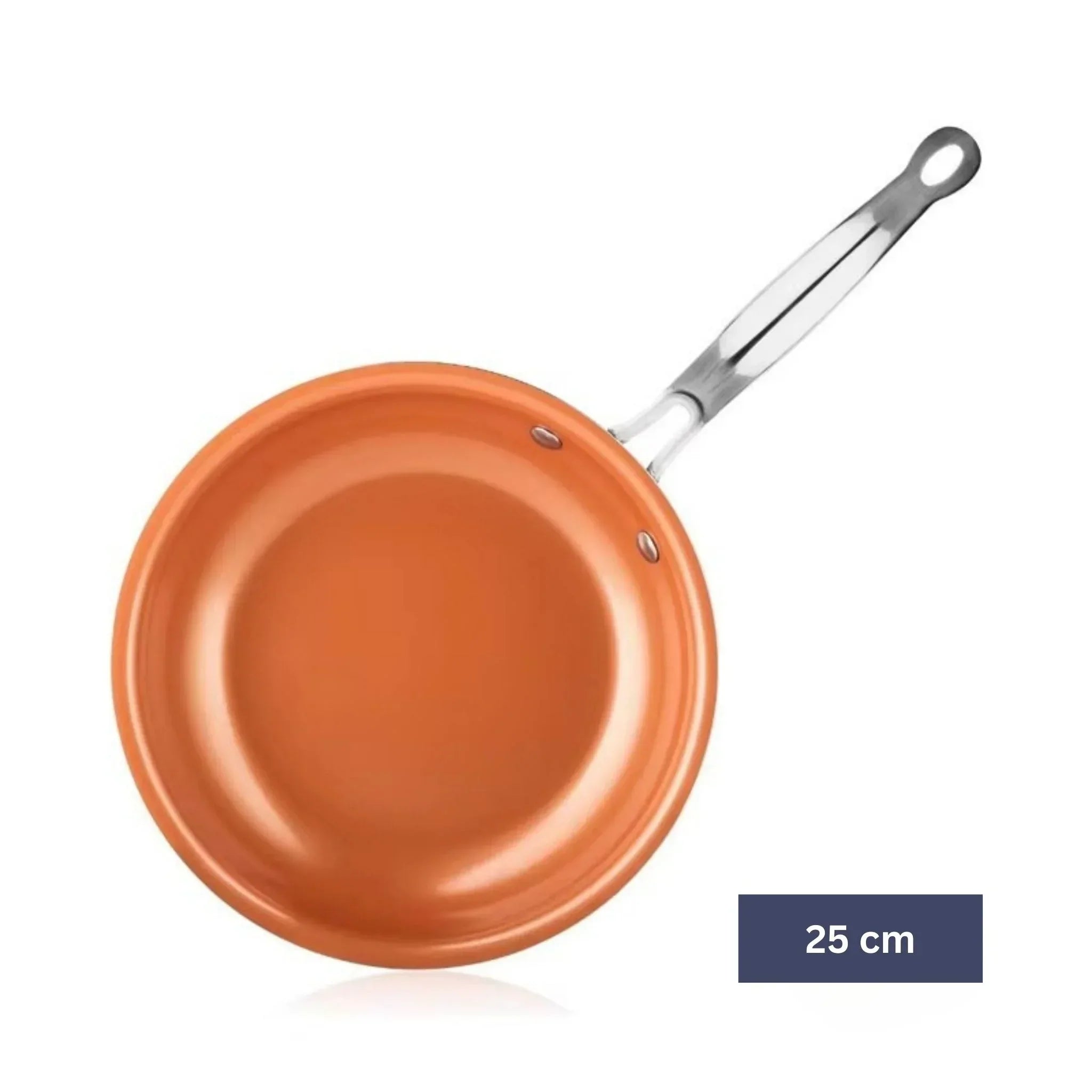 "Elegante KupferPfanne Deluxe mit glänzender Optik, Edelstahlgriff und optimaler Wärmeverteilung, ideal für Gourmet-Küche."