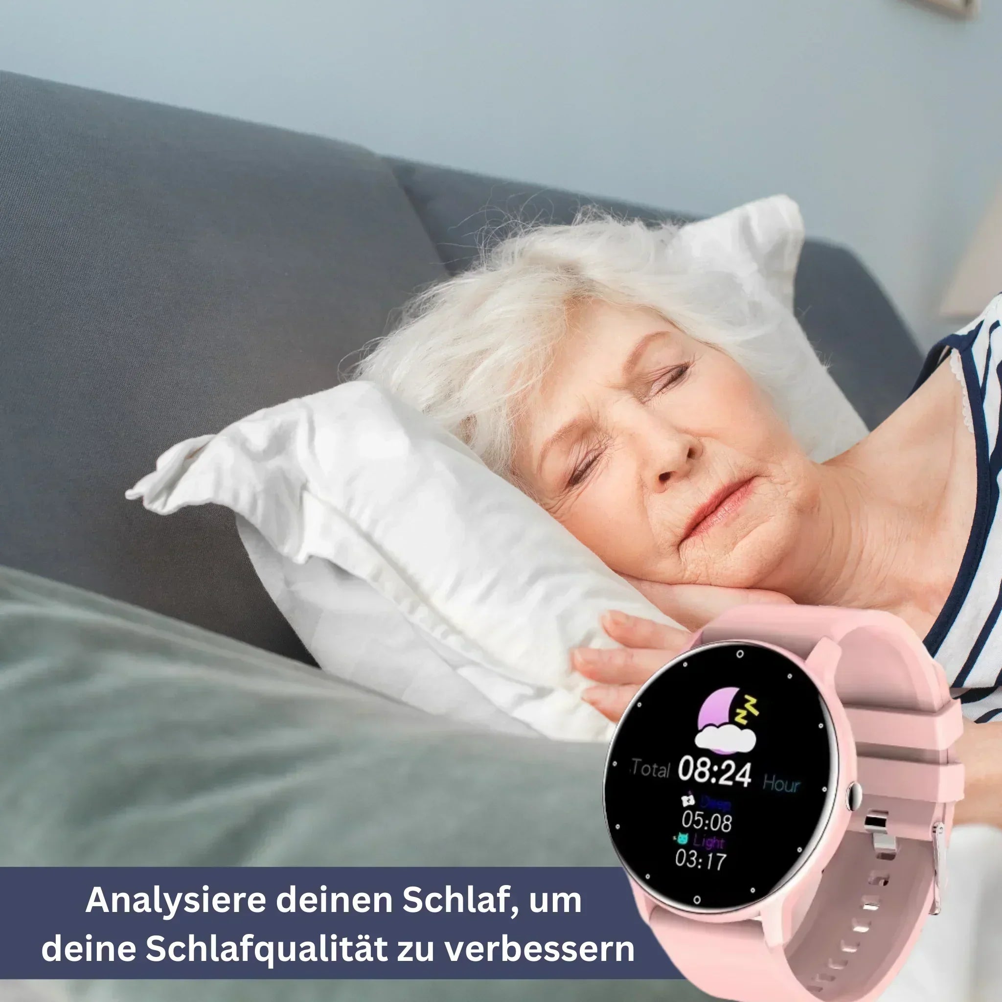 "Elegante VitalPulse Armbanduhr in Babypink mit Herzfrequenzmesser und modernem Design, perfekt für Alltag und Fitness."