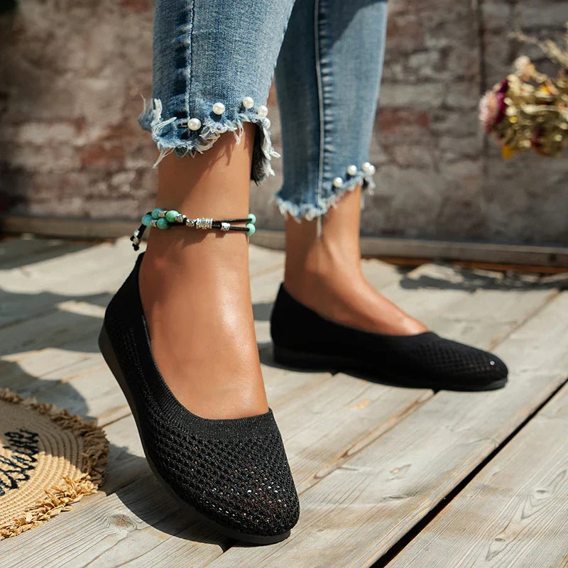 Gule ergonomiske ballerinasko for kvinner