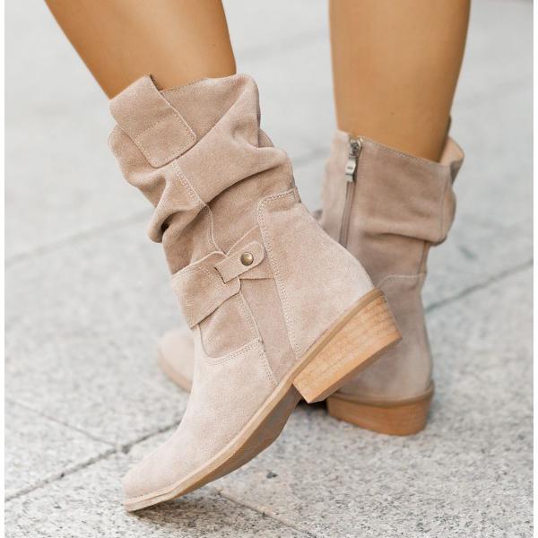 "Elegante orthopädische Stiefelette, beige, mit bequemem Einstieg, vielseitig für Stadt oder Büro, Damenmode, Komfor"