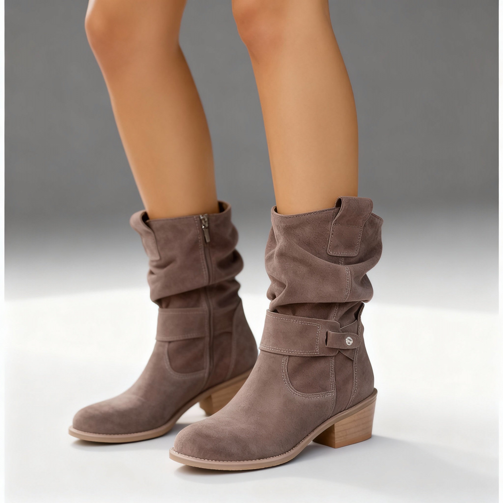 "Elegante orthopädische Stiefelette, beige, mit bequemem Einstieg, vielseitig für Stadt oder Büro, Damenmode, Komfor"